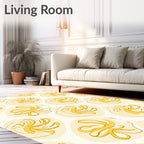 Yellow Swirl Abstract Organic Pattern Rug