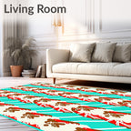 Abstract Red Brown Stripe Pattern Rug
