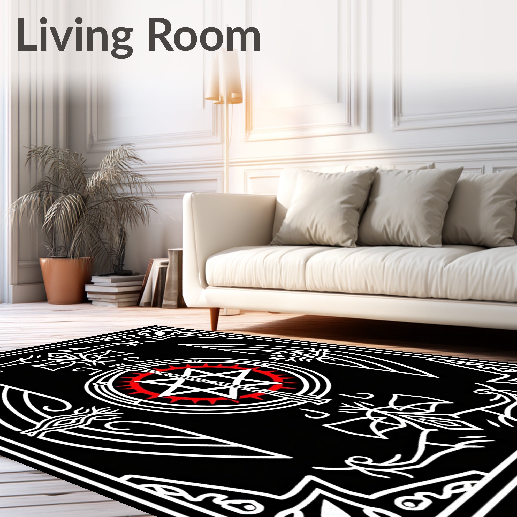 Gothic Star With Red Wheel Design Rug