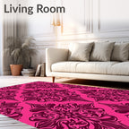 Ornate Damask Swirls Pattern Rug