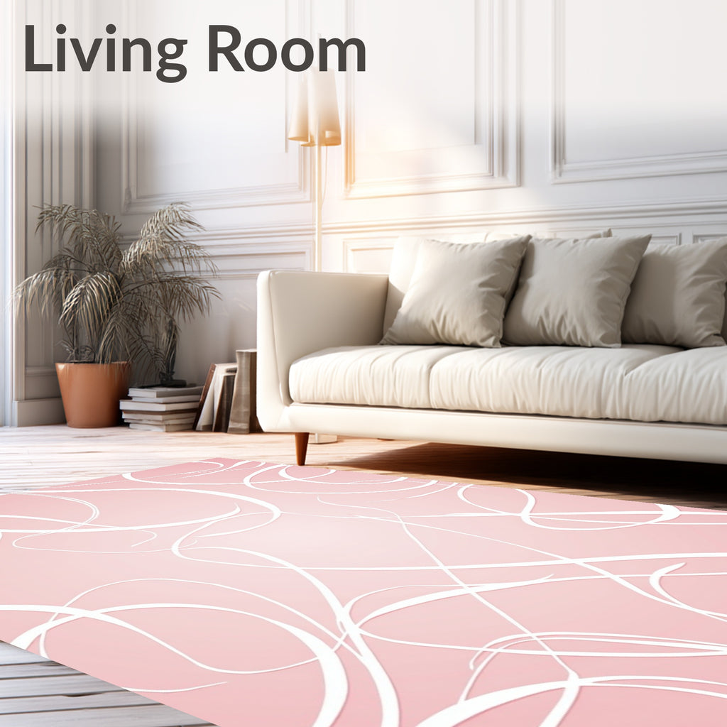 Soft Pink Swirls Abstract Rug