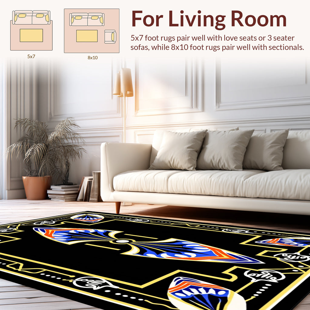 Bold Geometric Floral Art Deco Rug