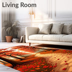 Autumn Path Tree Lined Scene Rug