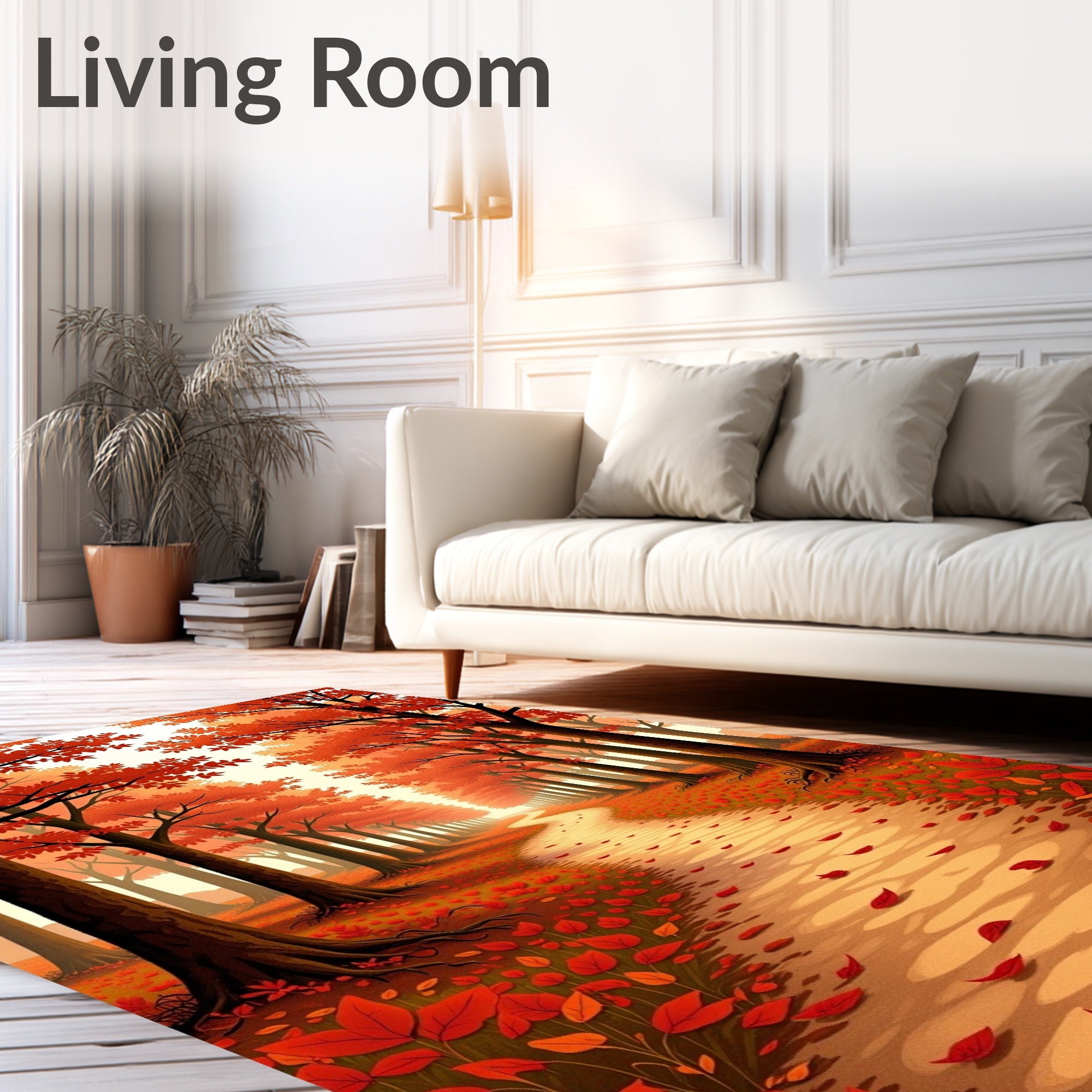 Autumn Path Tree Lined Scene Rug