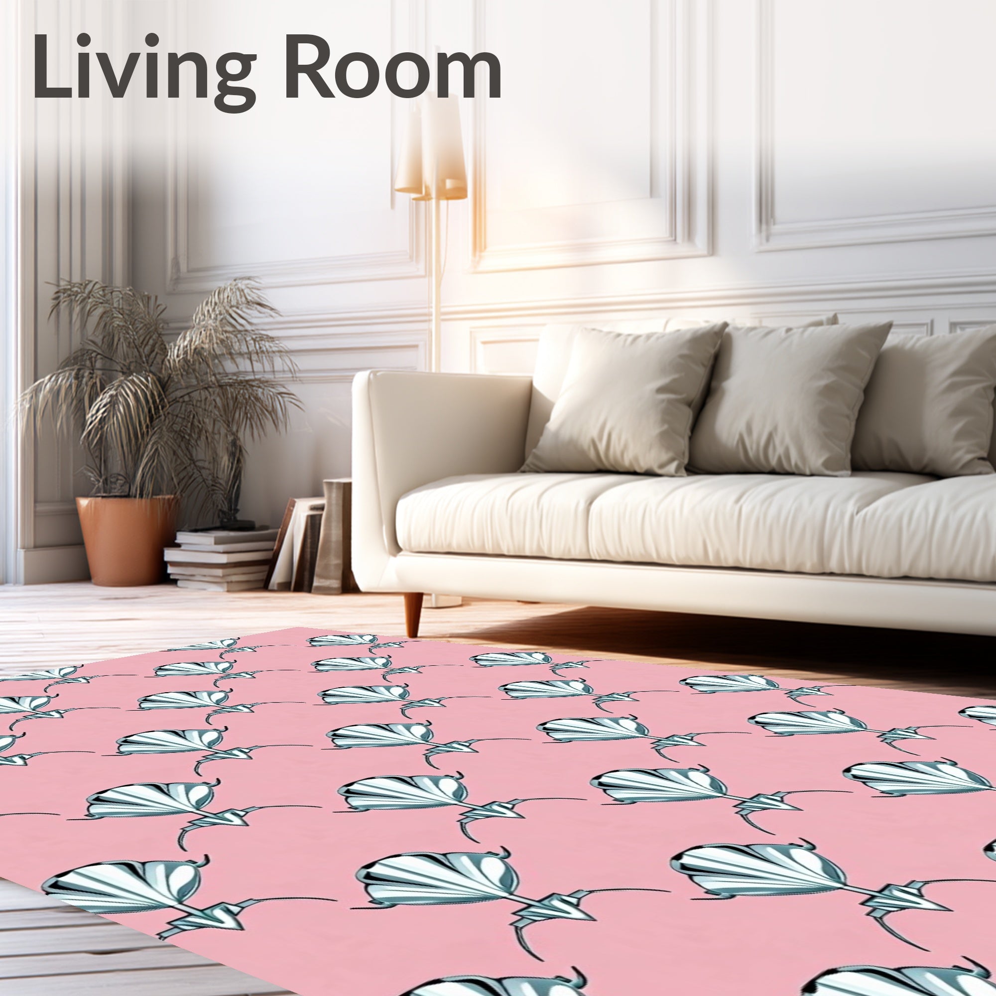 Art Deco Fan Patterned Pink Rug