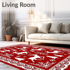 Winter Woodland 7 Deer Snowflake Pattern Rug