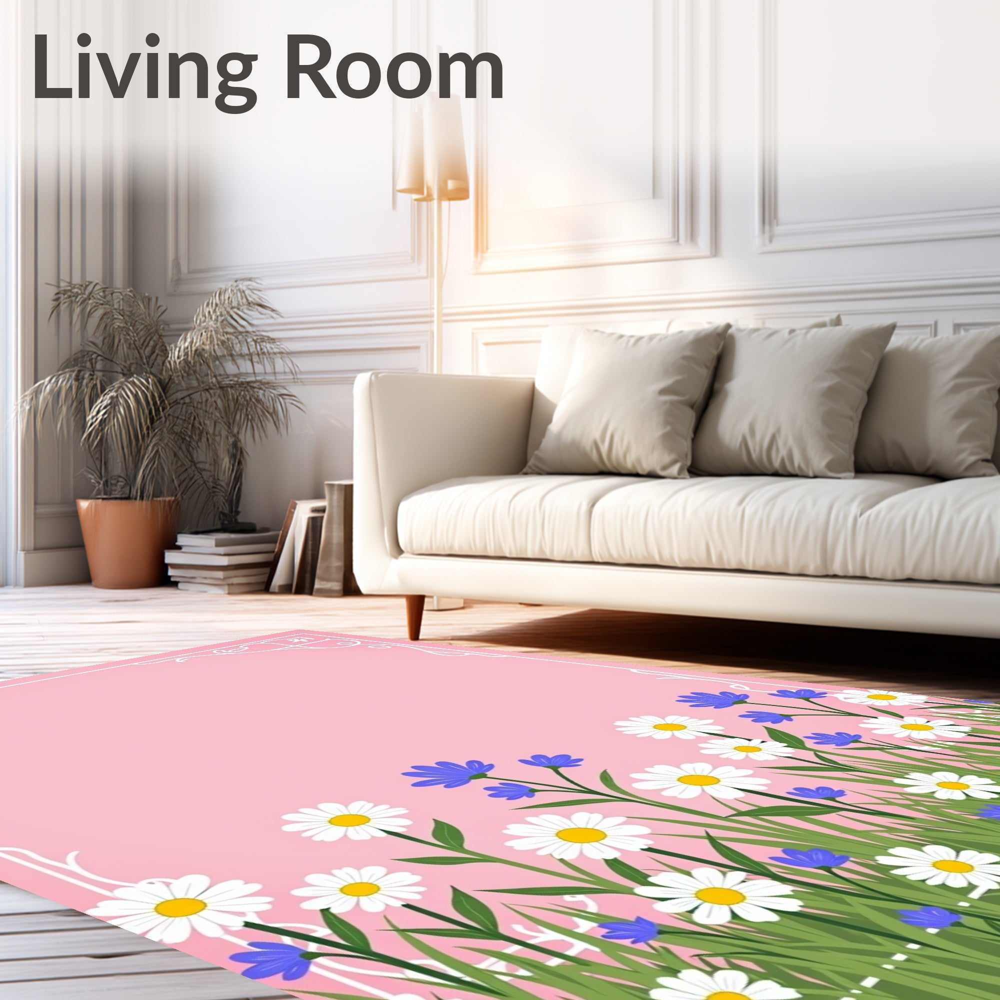Floral Meadow Border Design Rug