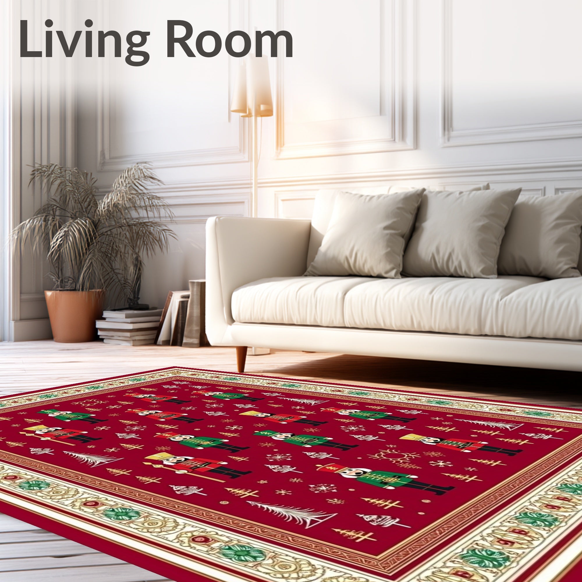 Festive Nutcracker Soldier Pattern Rug