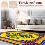 Yellow Blue Orange Floral Inlay Rug