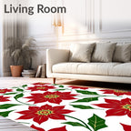Bold Red Floral Garden Arrangement Rug