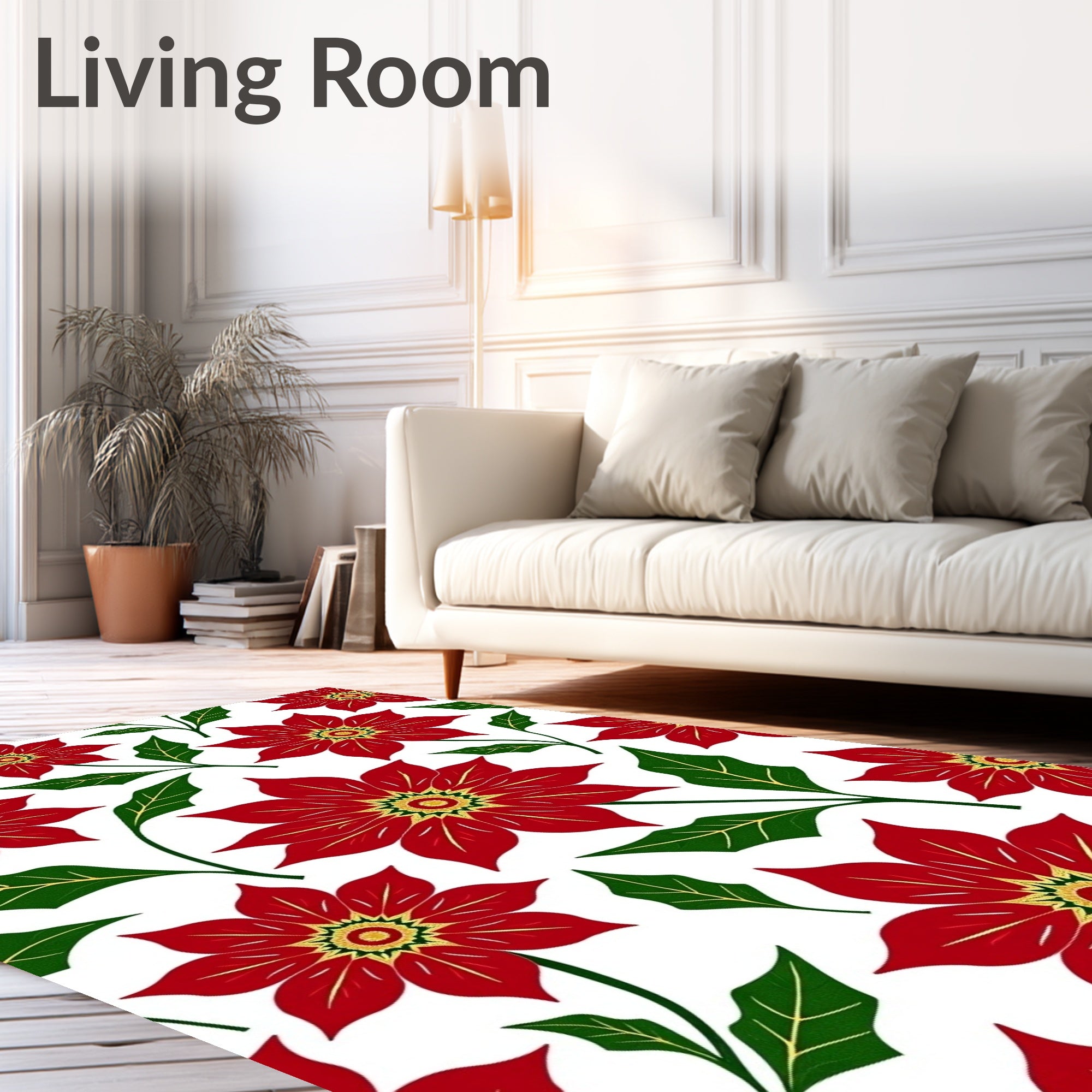 Bold Red Floral Garden Arrangement Rug