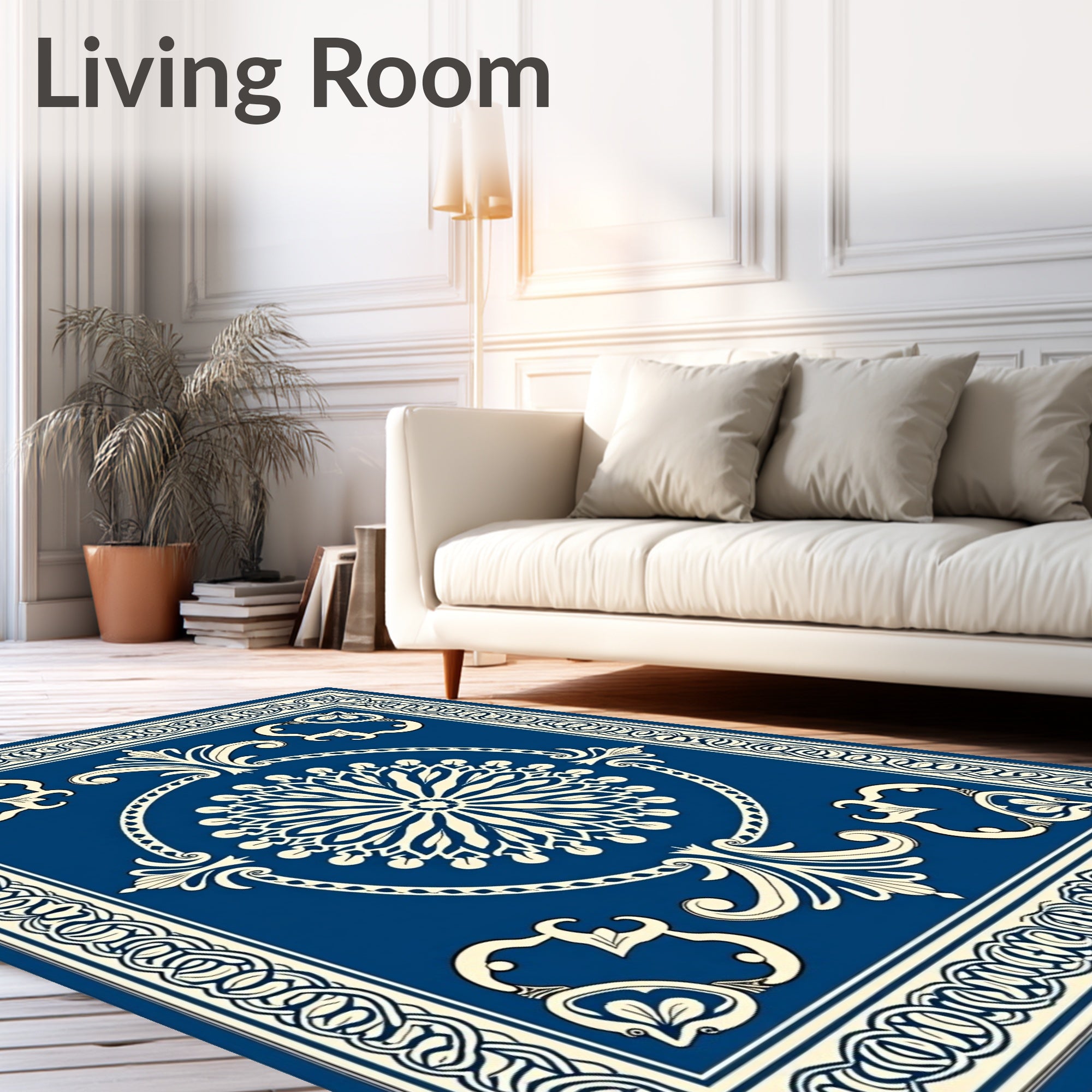 Imperial Blue Floral Medallion Pattern Rug