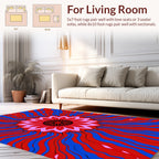 Bold Red Blue Sunburst Mandala Rug