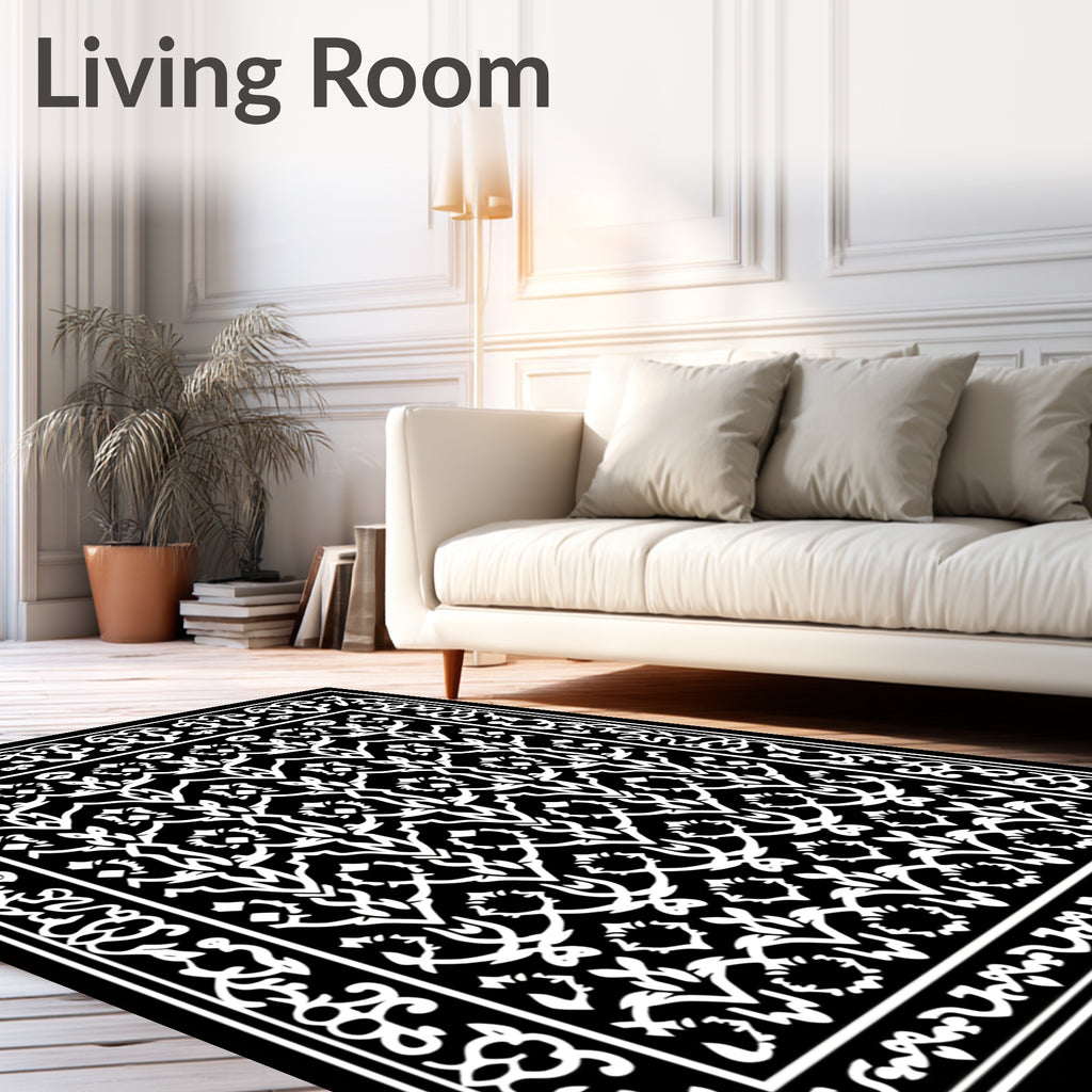 Intricate Floral Damask Stylized Pattern Rug