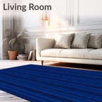 Deep Blue Vertical Stripe Pattern Rug