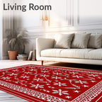 Red Snowflake Star Festive Pattern Rug