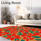 Bold Red Floral Pattern Design Rug