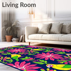 Vibrant Parrot Floral Garden Design Rug