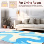 Flowing Blue Brushstroke Pattern Rug
