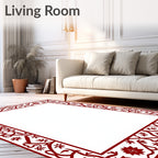 Elegant Red Floral Vine Border Design Rug