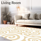 Gold Swirls Triangles Pattern Rug