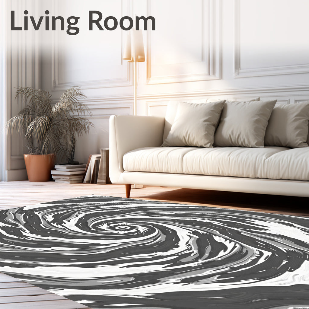 Monochromatic Swirl Abstract Illusion Rug