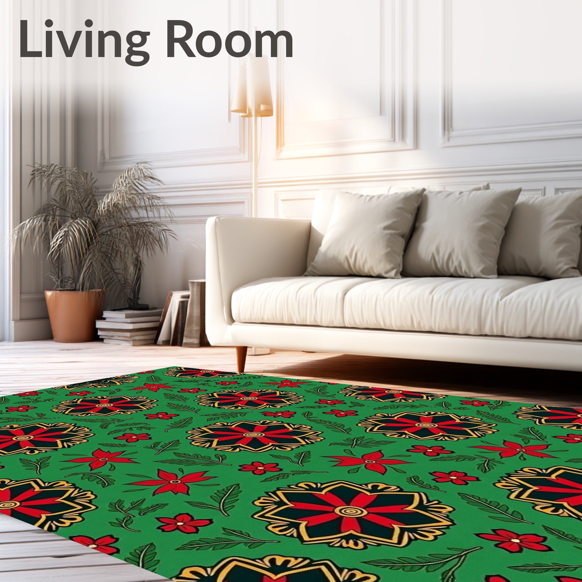 Bold Floral Medallion Pattern Rug
