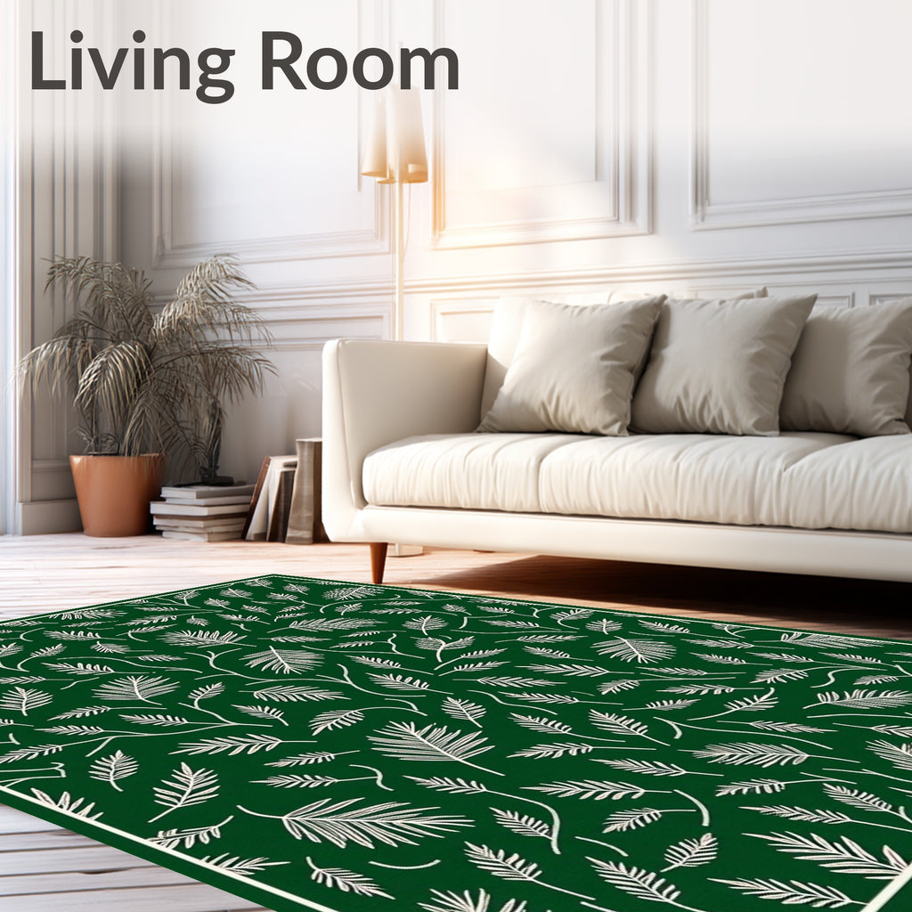 Whimsical Leaf Patterned Design Rug