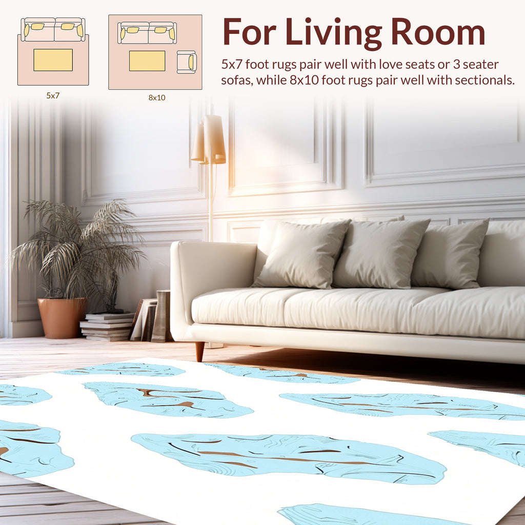 Abstract Ice Blue Wavy Contour Rug