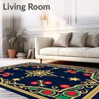 Ornate Midnight Blue Floral Star Rug
