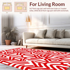 Bold Red Line Abstract Pattern Rug