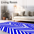 Bold Blue White Chevron Stripes Rug