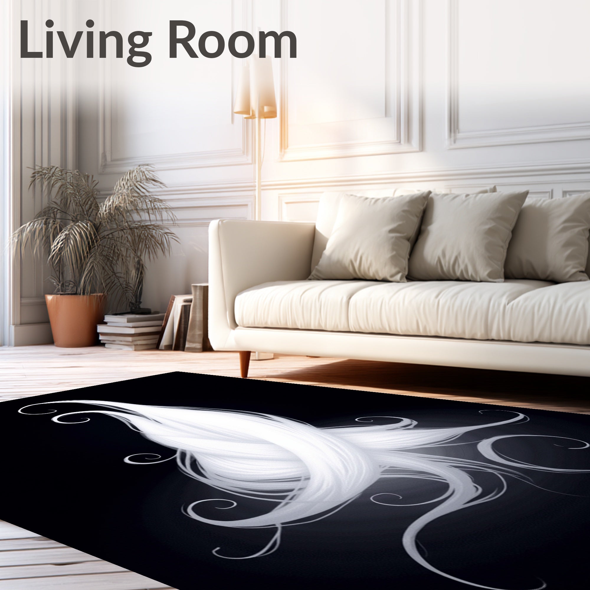 Abstract Swirls Strands Design Rug