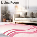 Elegant Pink Floral Swirl Rug