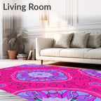 Vibrant Fuchsia Floral Swirls Pattern Rug