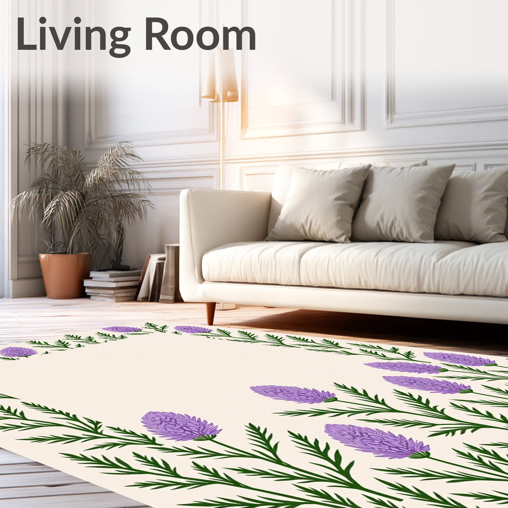 Purple Floral Border Design Rug