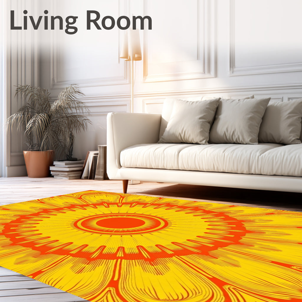 Radiant Sunburst Mandala Floral Pattern Rug