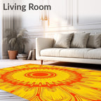 Radiant Sunburst Mandala Floral Pattern Rug