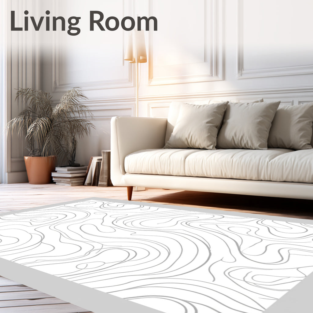 Abstract Wavy Contour Line Pattern Rug