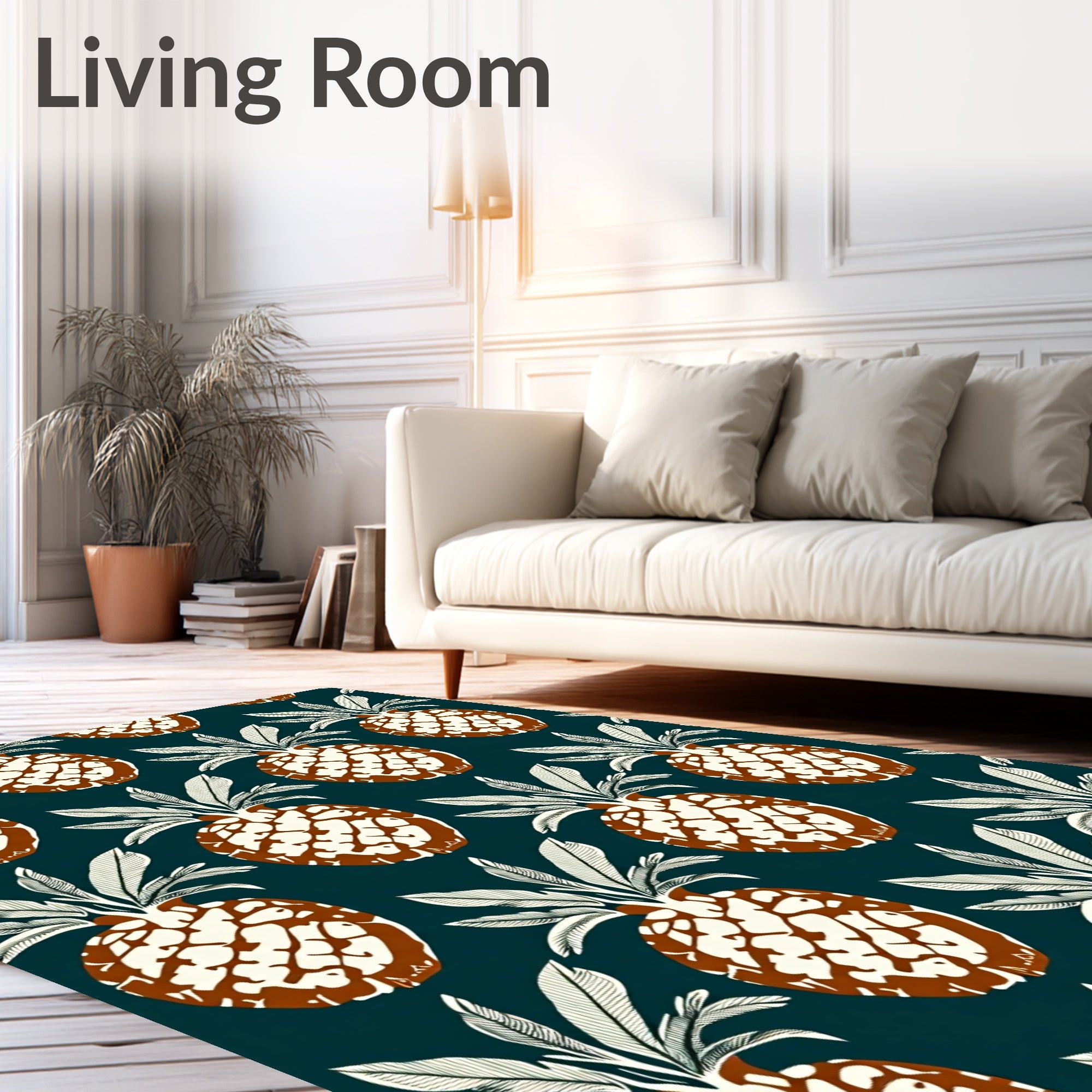 Retro Pineapple Pattern Tropical Motif Rug