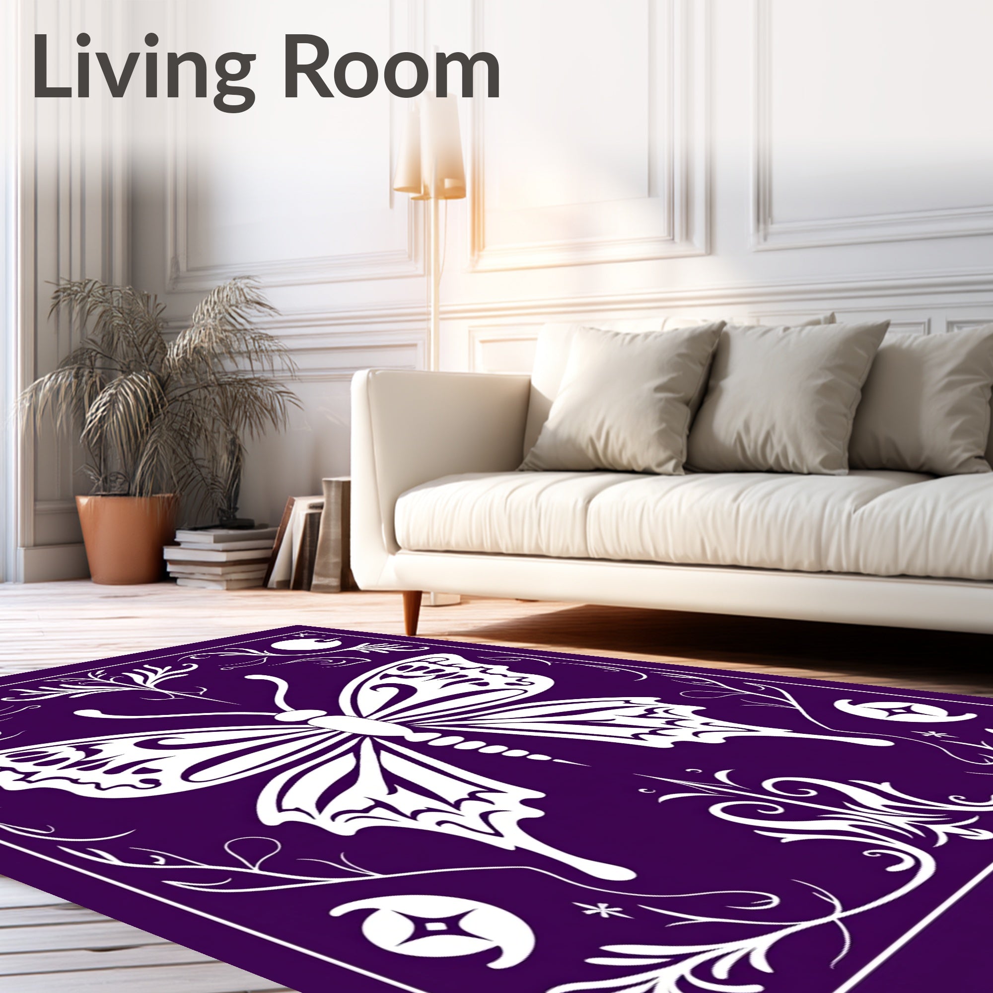 Whimsical Butterfly Floral Intricate Design Rug