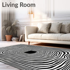 Abstract Black White Tunnel Rug