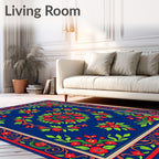 Floral Swirl Red Blue Art Rug