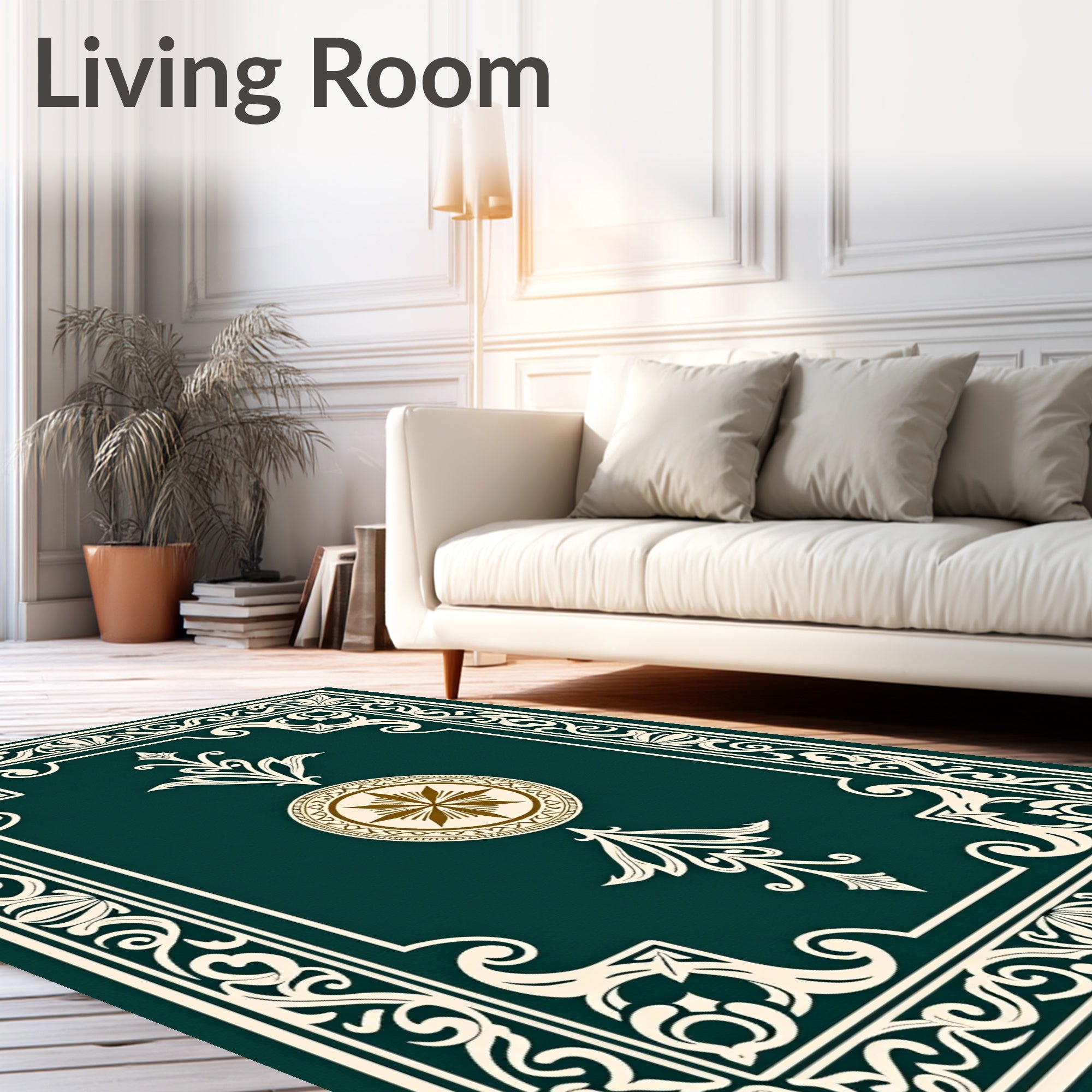 Elegant Scrollwork Floral Motif Rug