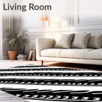Bold Black Diagonal Abstract Pattern Rug