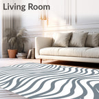 Flowing Gray Lines Stripe Pattern Rug