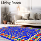 Royal Blue Geometric Gemstone Patterned Rug