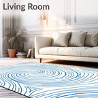 Deep Blue Swirl Lines Rug