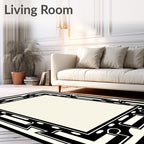 Bold Black White Geometric Art Deco Rug