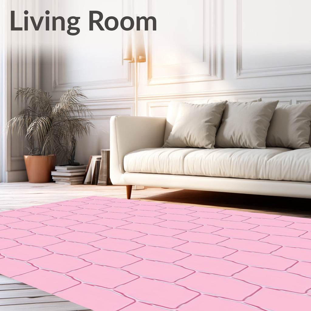 Soft Pink Geometric Pattern Rug